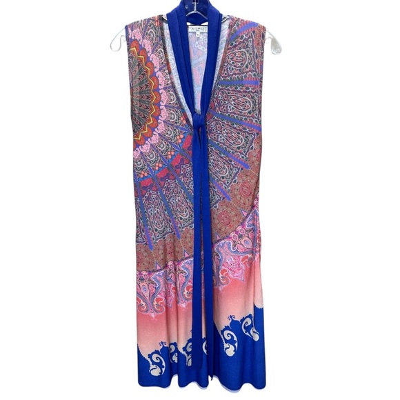 Etro - Paisley Print Sleeveless Shift Midi Dress, Neck Ties - Size 8 -US, 44 -IT - Picture 8 of 16